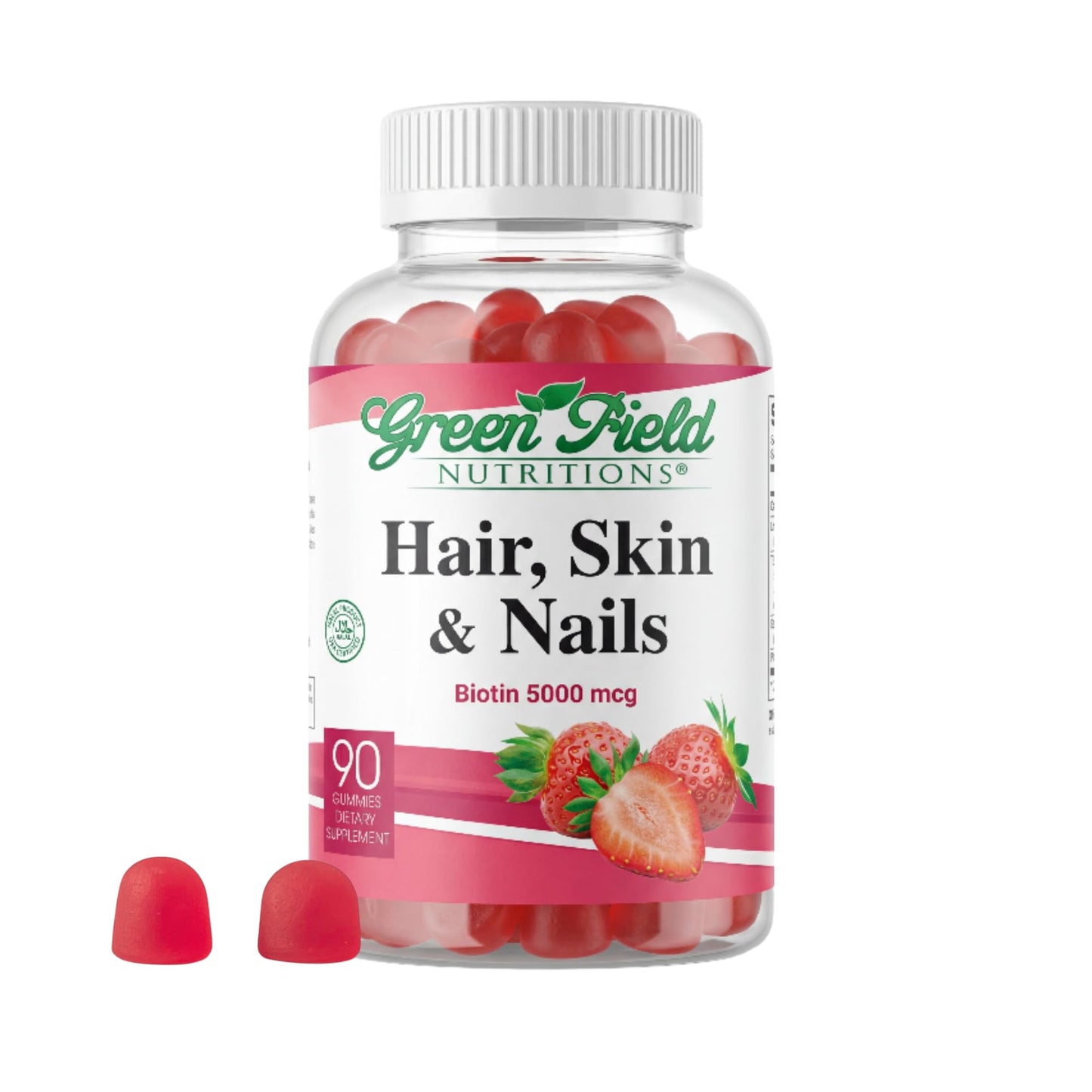 GREEN FIELD NUTRITIONS Biotin Gummies for Hair, Skin and Nails Gummy 90