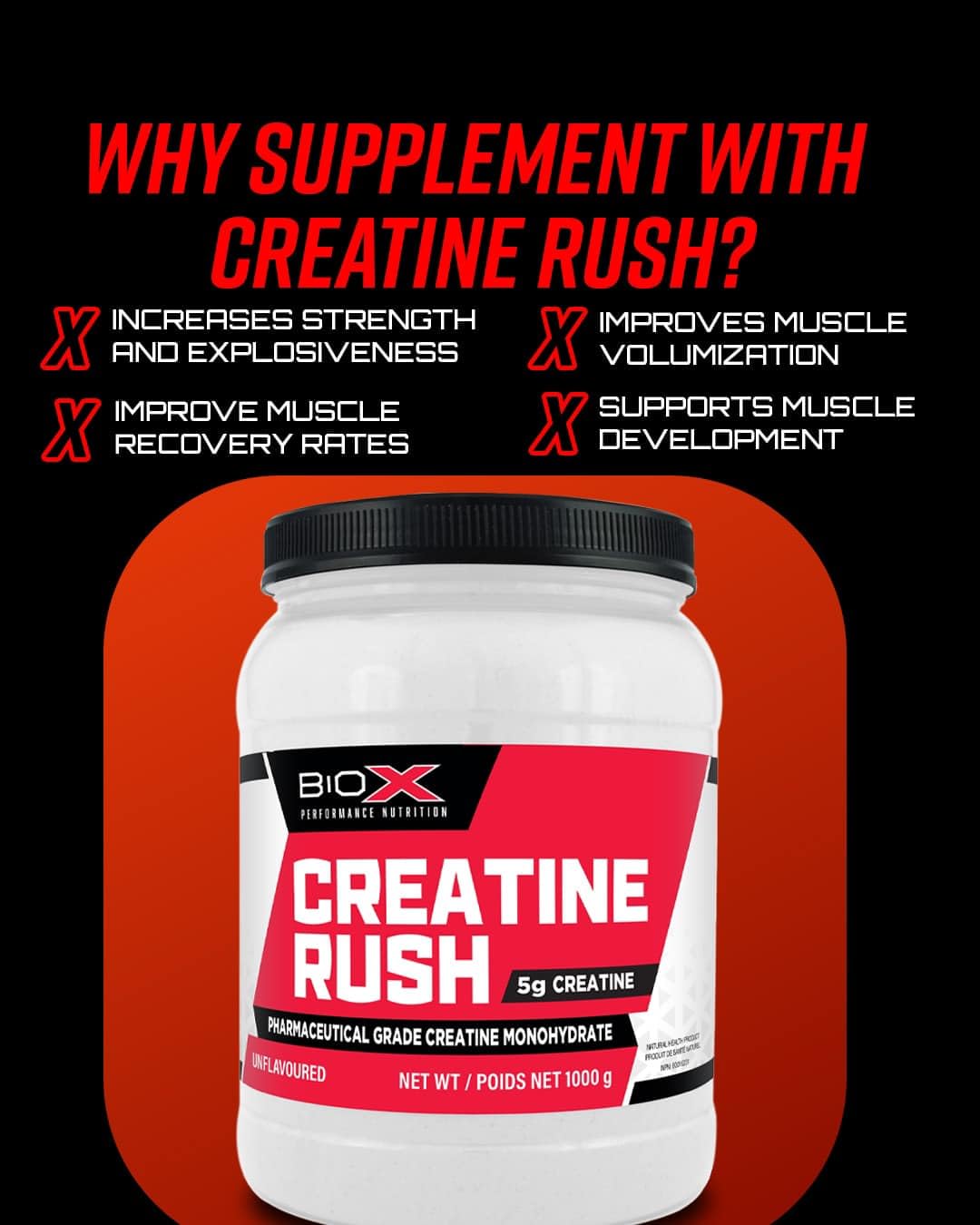 BIOX PERFORMANCE NUTRITION Creatine Rush Powder 2.2 lb
