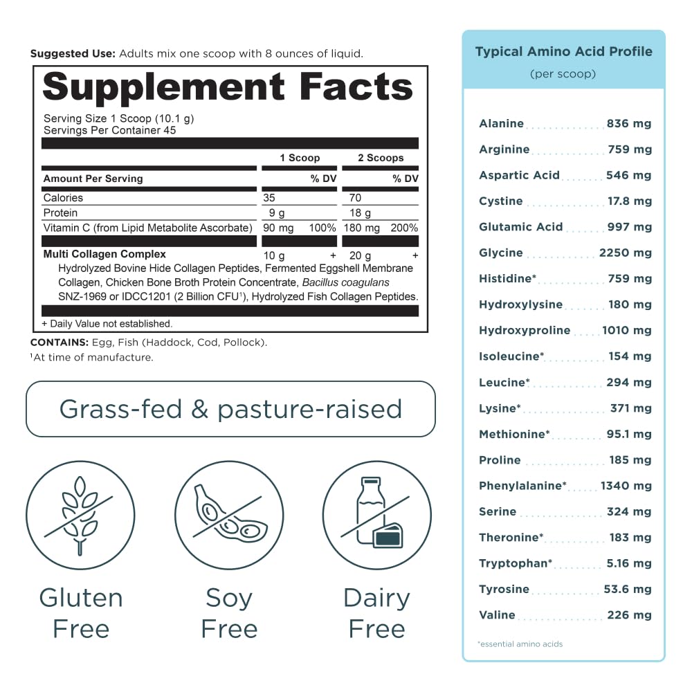 Ancient Nutrition Collagen Powder with Probiotics, Unflavored Multi Collagen Protein with Vitamin C, 16 oz