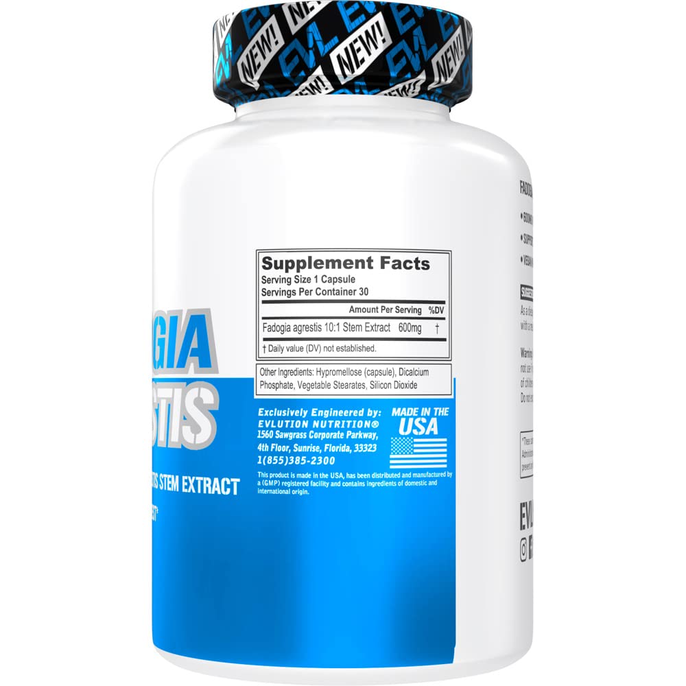Evlution Fadogia Agrestis 600mg 10:1 Extract Capsule, 30 Count