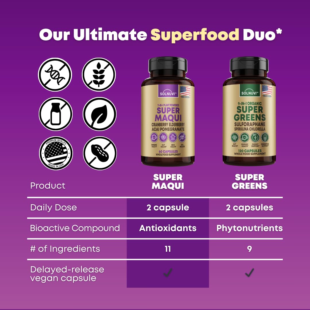 SOLNUVI Organic Super Maqui Berry Capsules, 60 Count