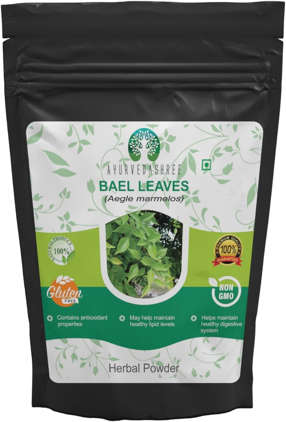 AYURVEDASHREE Bilva Powder - Bael Leaves Powder - Aegle marmelos, Powder, 3.53 Ounce