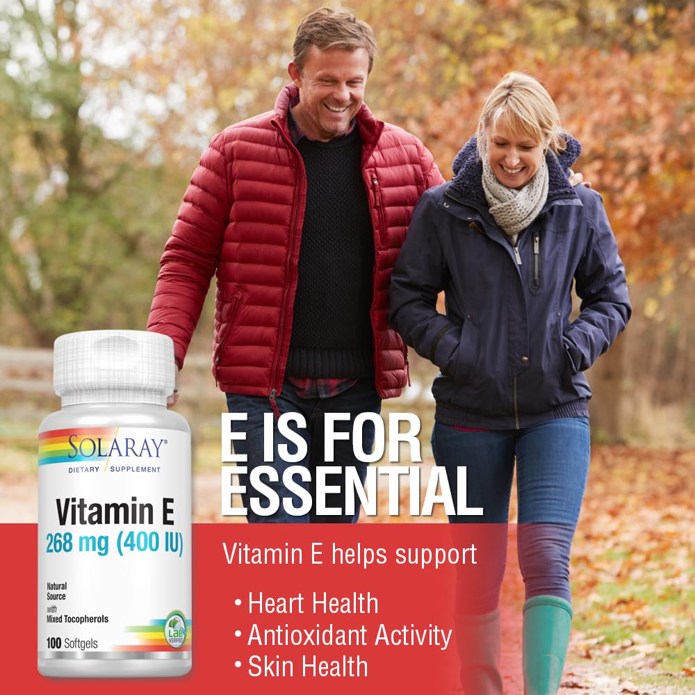 Solaray Vitamin E d-Alpha Tocopherol 268mg (400 IU) Softgels 100 Count