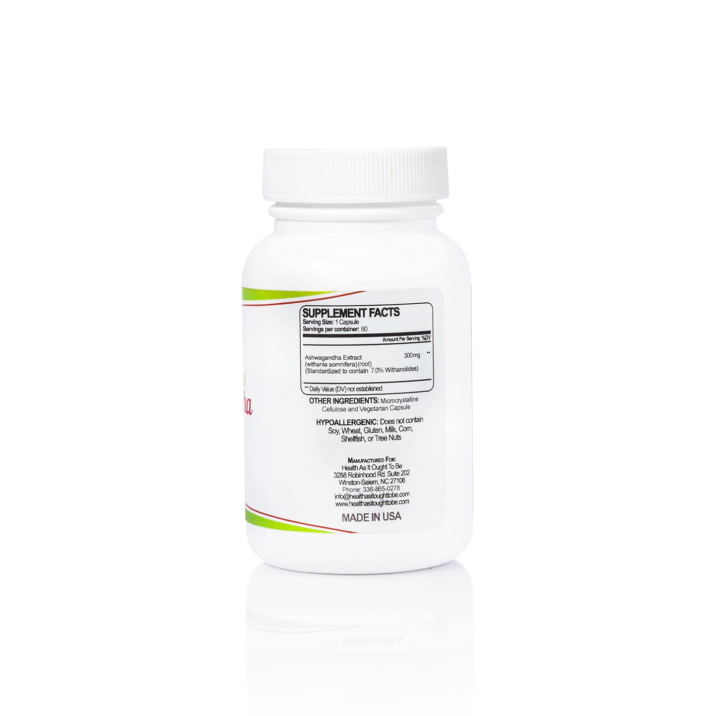 Health As It Ought To Be Ashwagandha 7% 300mg Adaptogen, 60 Capsules