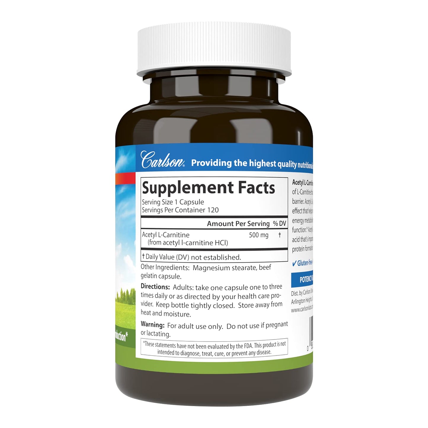 Carlson Acetyl L-Carnitine 500mg Capsule, 120 Capsules