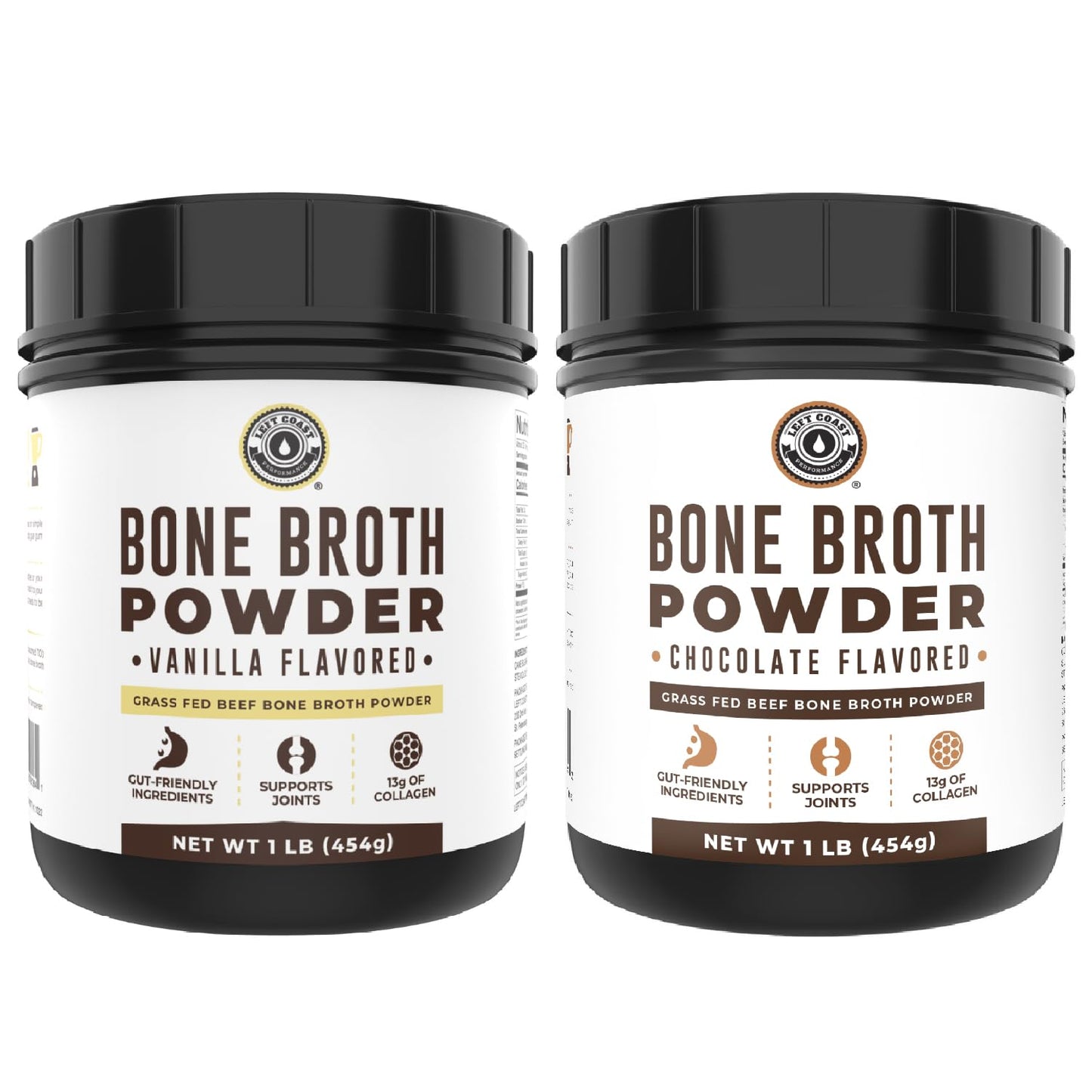 Left Coast Performance Vanilla & Chocolate Bone Broth Protein Powder, 32 oz