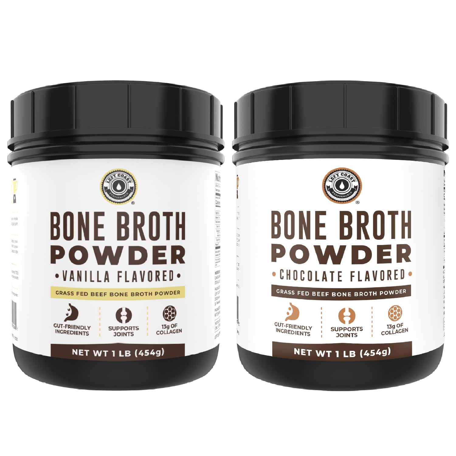 Left Coast Performance Vanilla & Chocolate Bone Broth Protein Powder, 32 oz