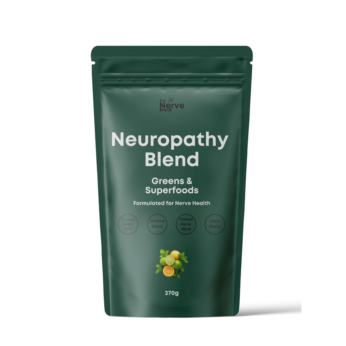 The Nerve Brand Neuropathy Superfood Blend Greens Powder with R Alpha Lipoic Acid & Lions Mane for Nerve Support, Citrus Breeze, 9.5 oz