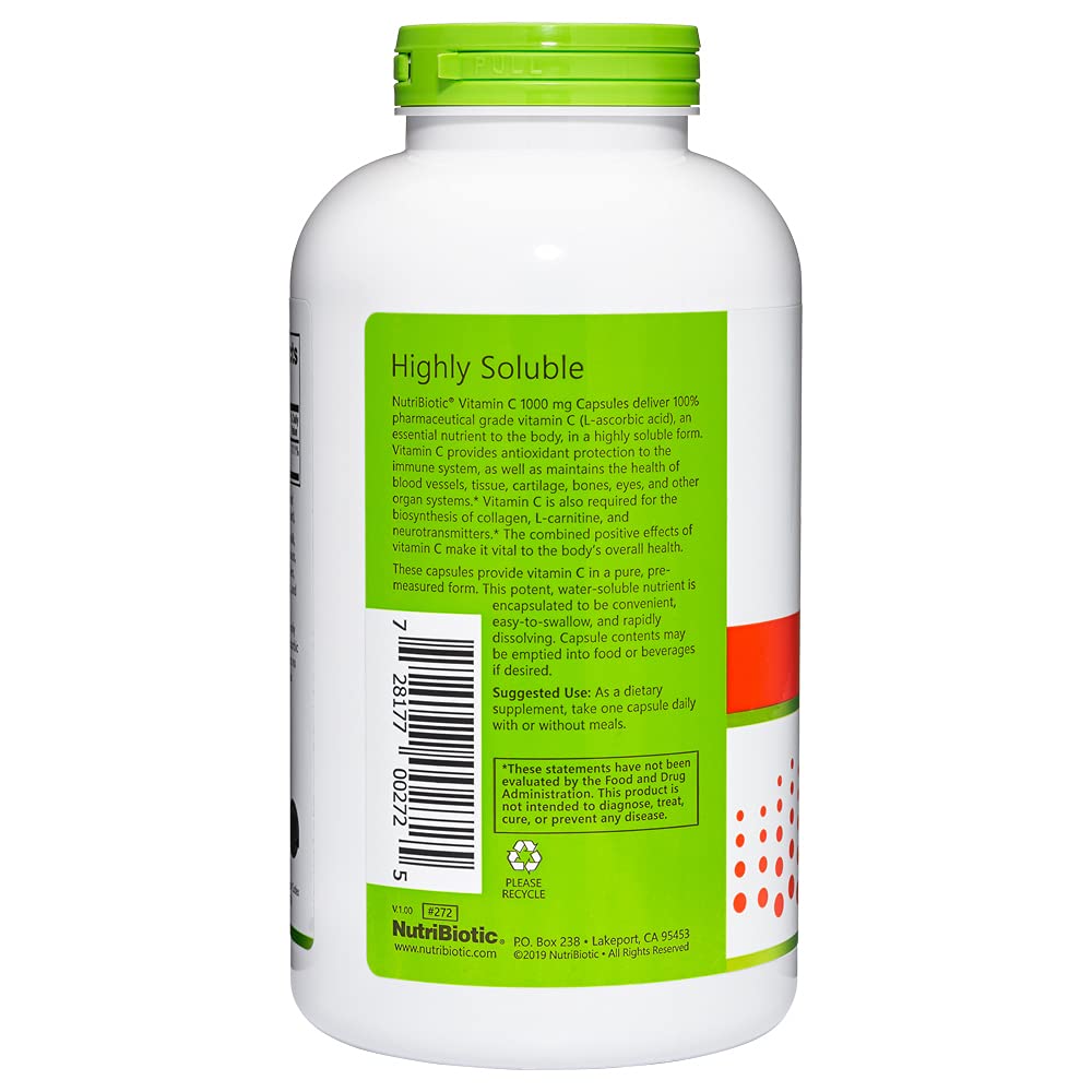 NutriBiotic Vitamin C 1000 Mg Capsules, 500 Count