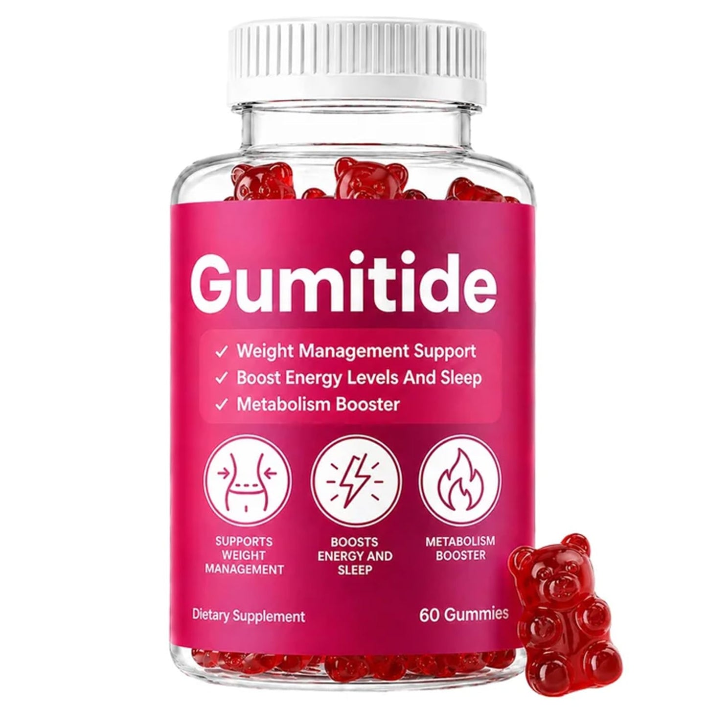 KWEZTY Gumitide Gummies with Apple Cider Vinegar, Calcium+Magnesium+Sodium, Weight Management Support, 60 Gummies