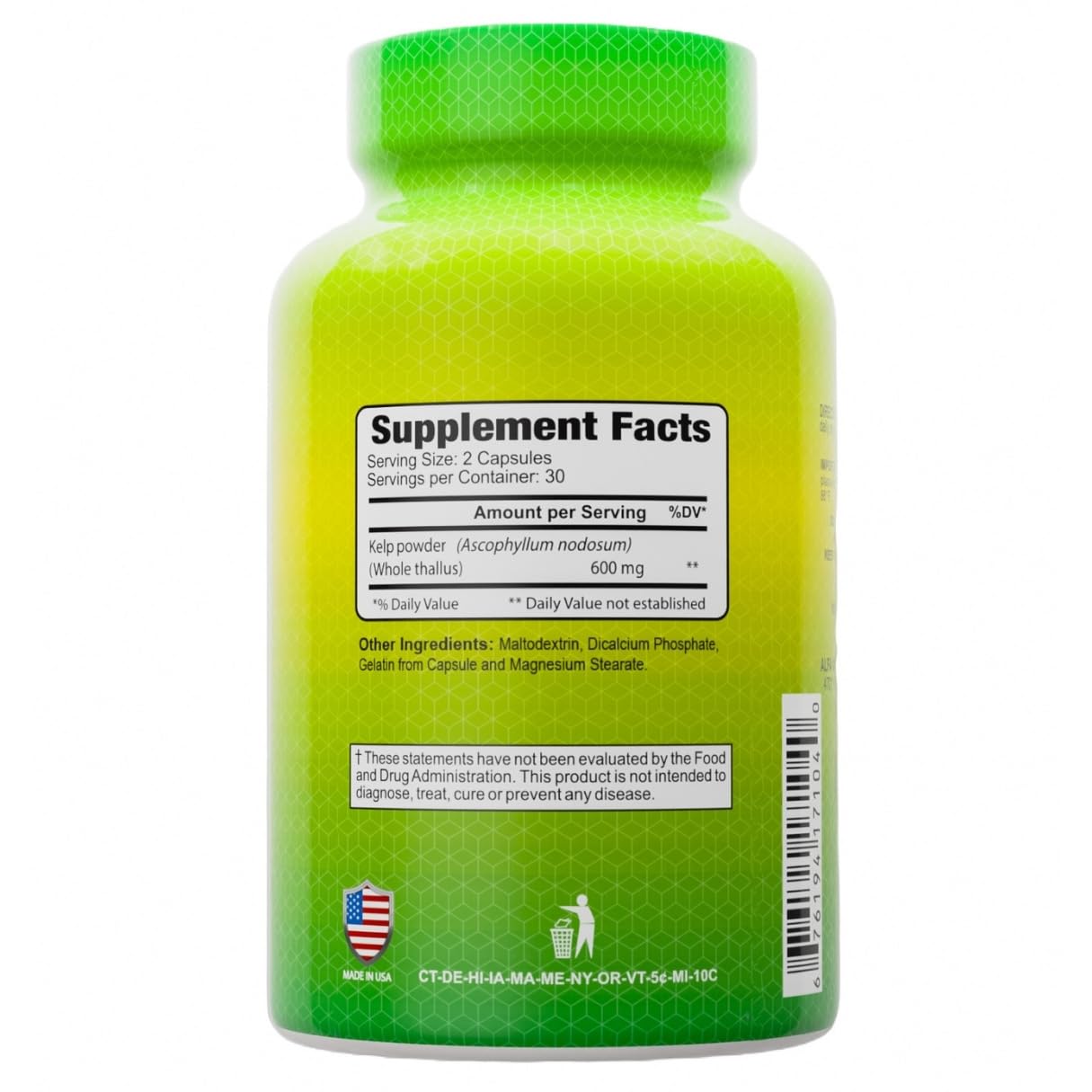 ALFA VITAMINS Kelp Supplement Capsule, 60 Capsules