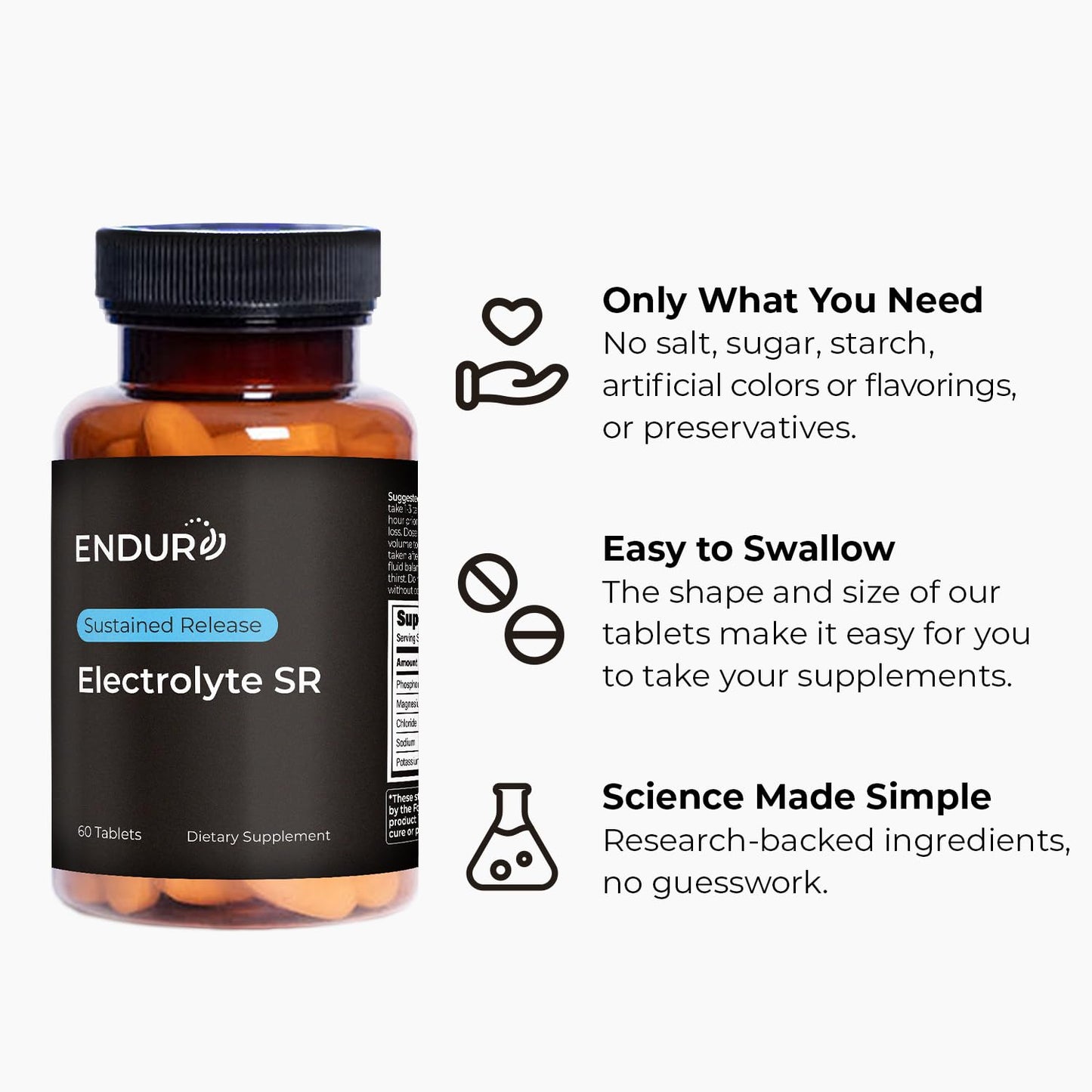 Endurance Products ENDUR Electrolyte SR (Sustained Release) Hydration Support 60 Tablets