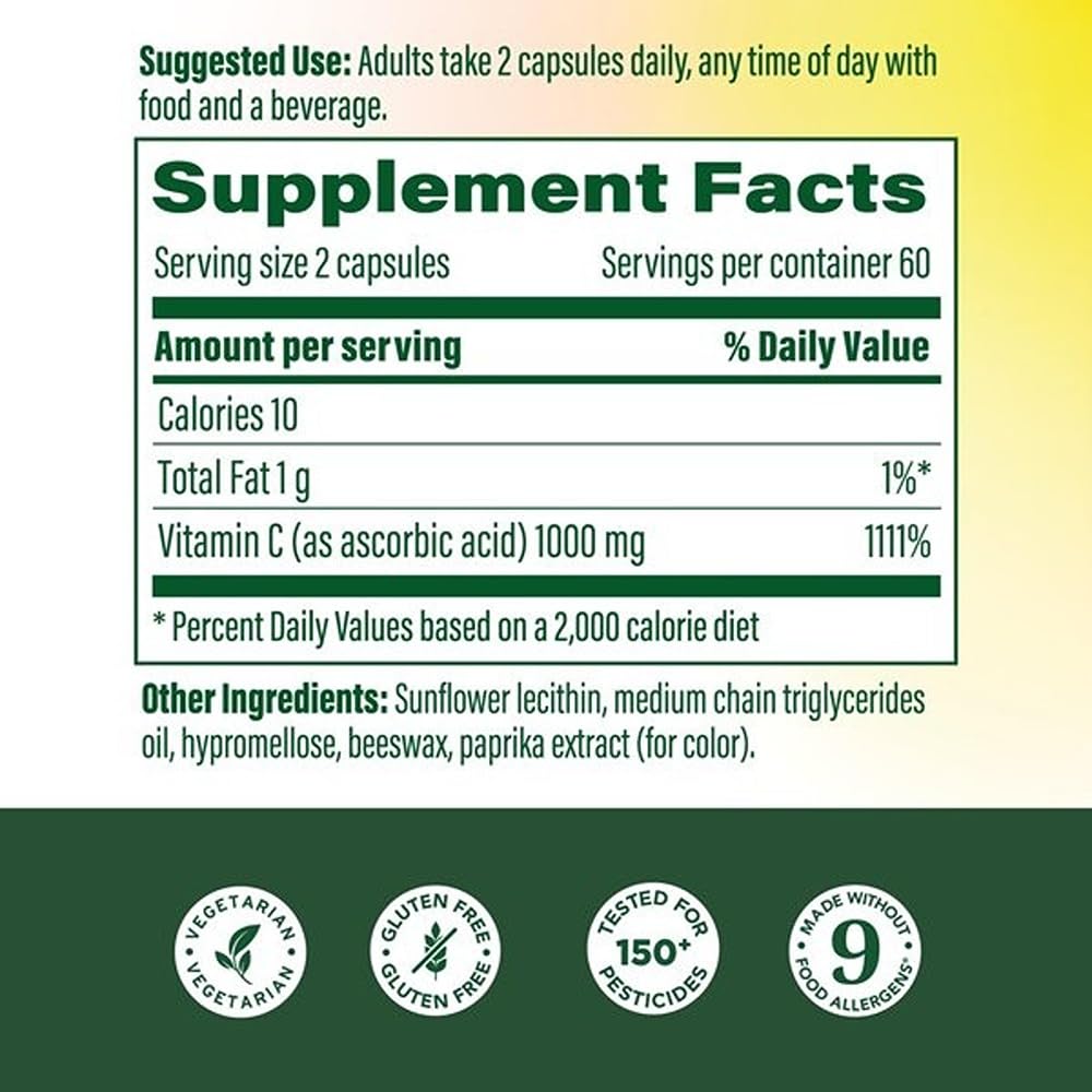 MegaFood Liposomal Vitamin C 1000mg Per Serving - Collagen Production & Immune Support, High Potency Formula - Superior Absorption & Gentle On Stomach, 120 Capsules