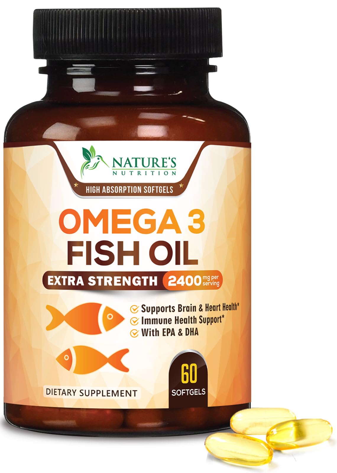 Nature's Nutrition Omega-3 Fish Oil Supplements Softgels 60