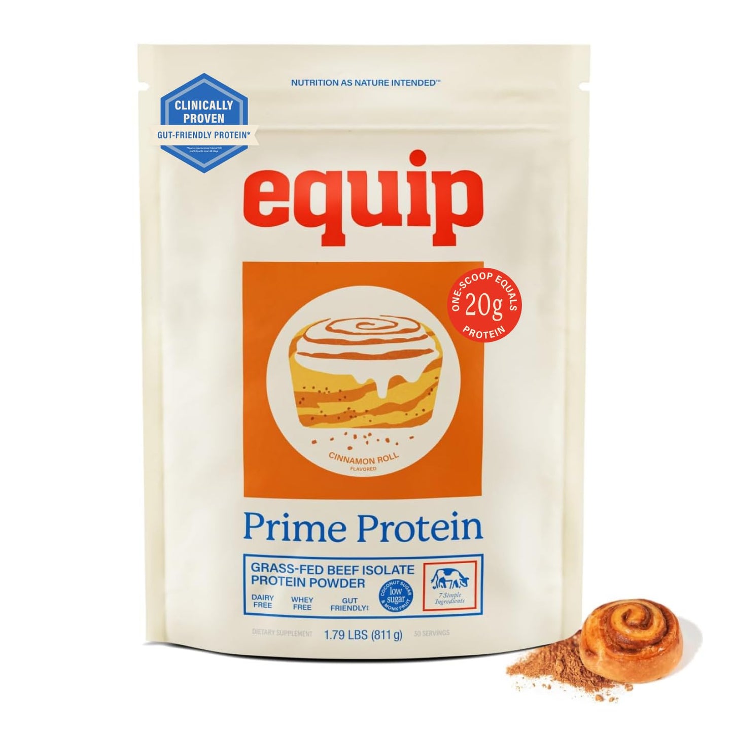 Equip Prime Protein Powder Beef Protein Isolate, Grass-Fed, Paleo & Keto Friendly, Gluten & Dairy Free, 30 Servings