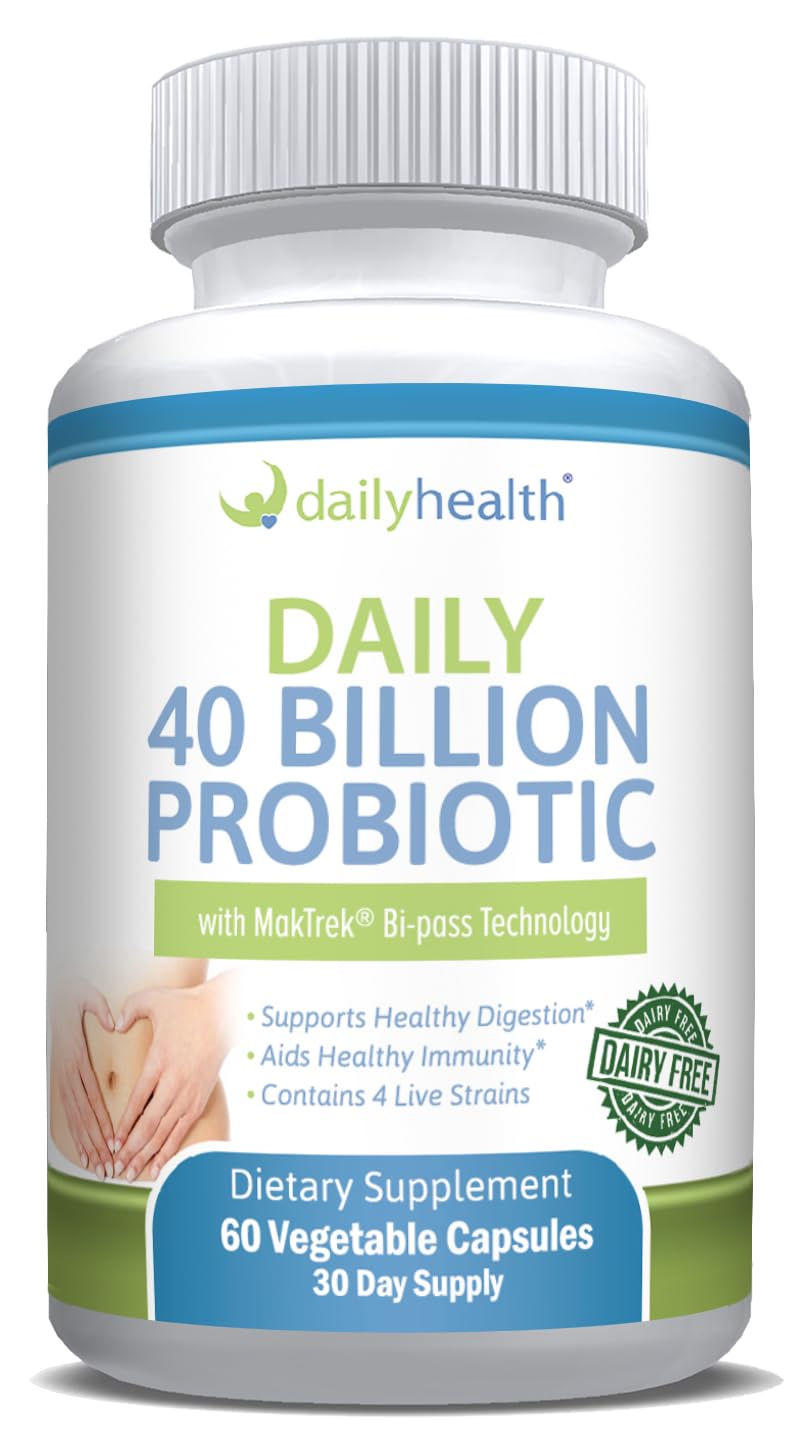 Daily Health Daily Probiotic 40 Billion CFU MakTrek Bi-Pass Technology Digestion Immune Health 60 Capsules