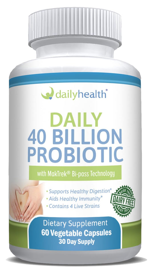Daily Health Daily Probiotic 40 Billion CFU MakTrek Bi-Pass Technology Digestion Immune Health 60 Capsules