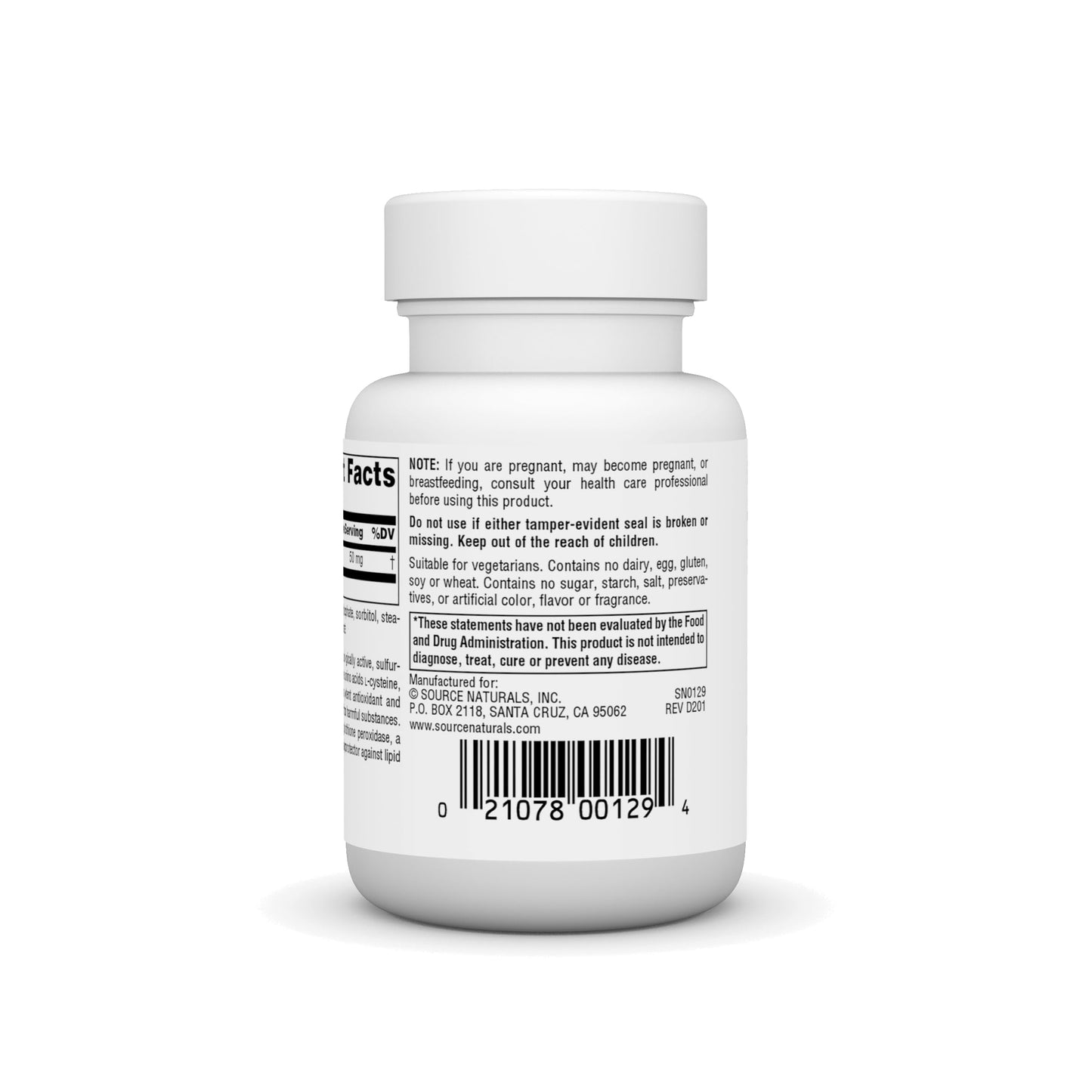 Source Naturals Reduced Glutathione 50 mg Tablet, 60 Tablets
