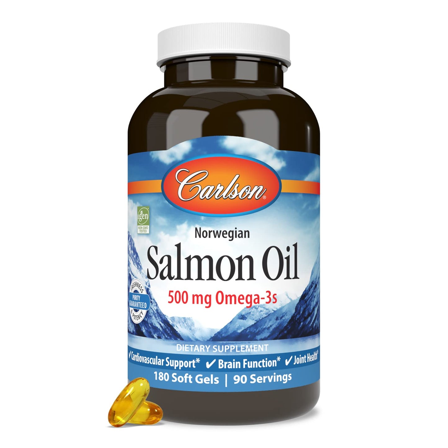Carlson Salmon Oil 500mg Omega-3s Softgels 180 Count
