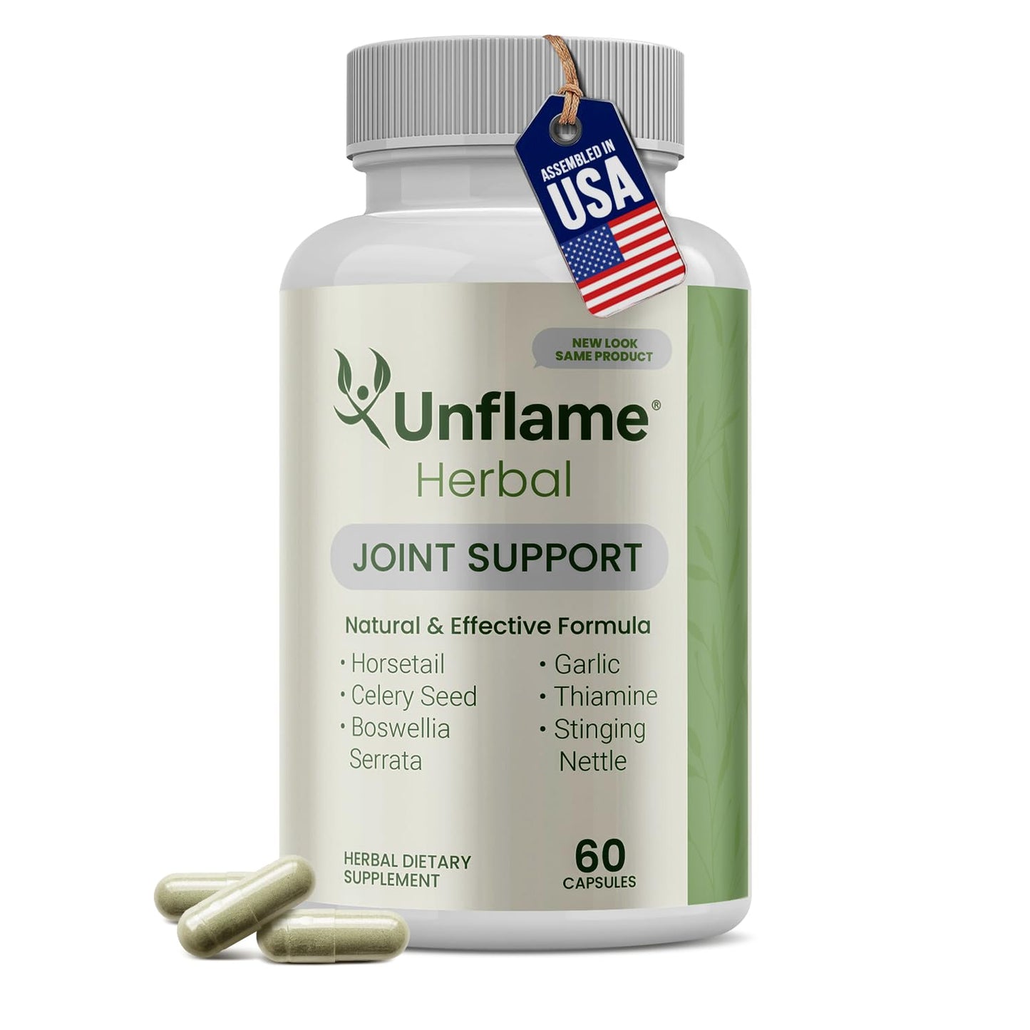 Unflame Herbal Supplement - Botanical Support for Joints, Back, and Muscles - Natural Herbal Blend - Dietary Supplement, 60 Capsules