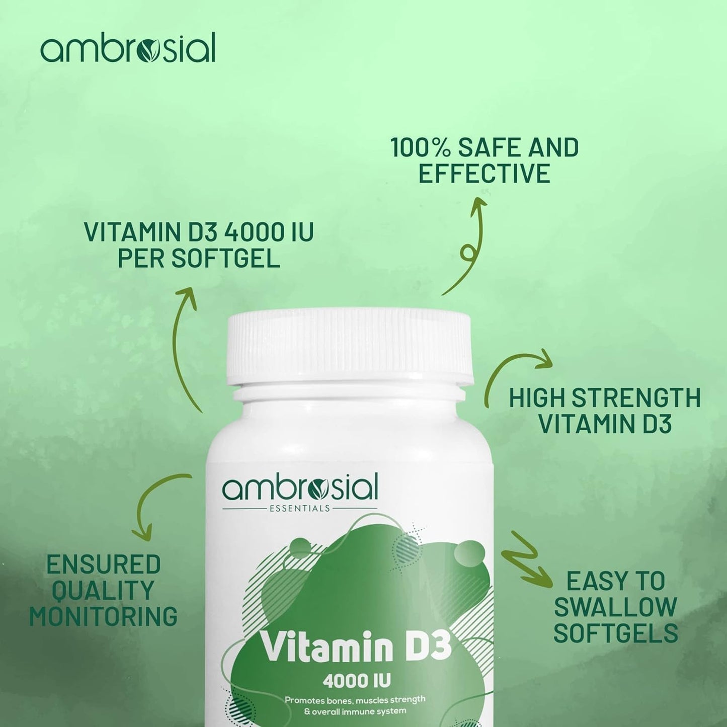 AMBROSIAL Vitamin D3 4000 IU Softgels 120 Count