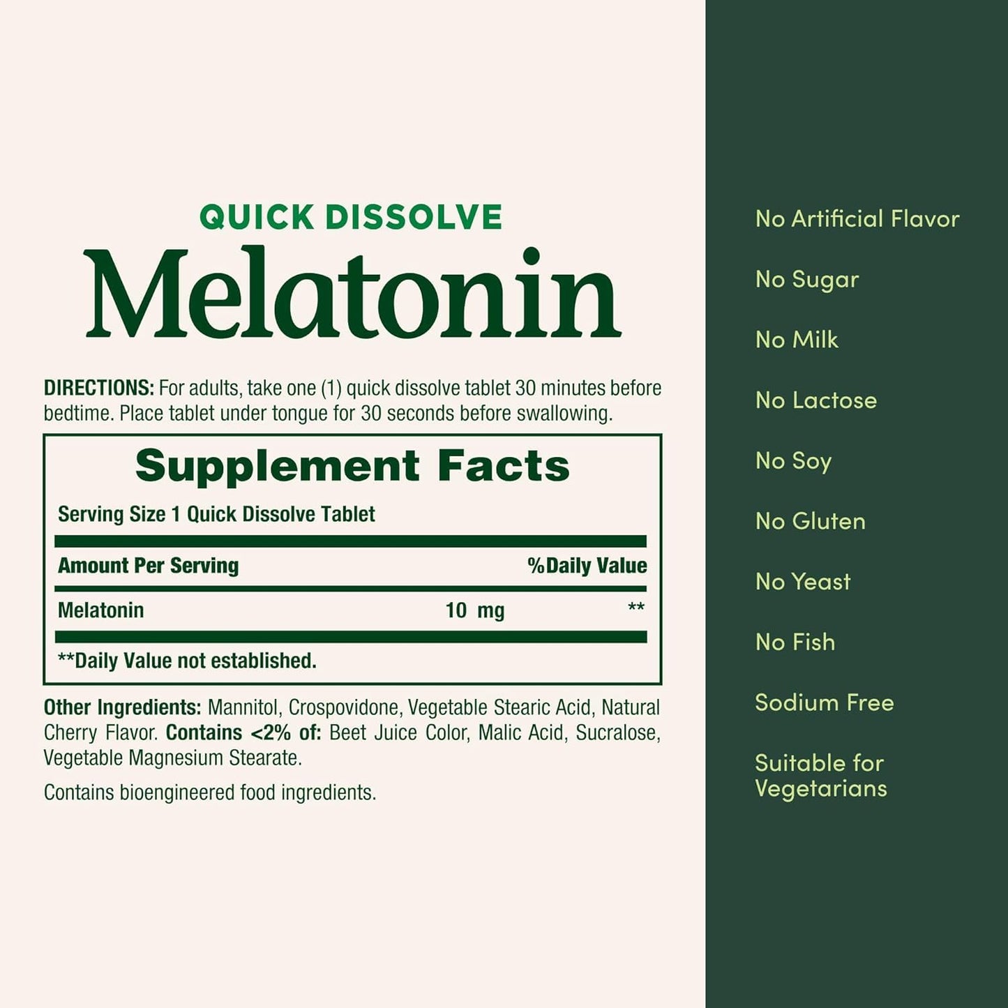 Nature's Bounty Melatonin 10 mg Quick Dissolve Tablets 180 Tablets