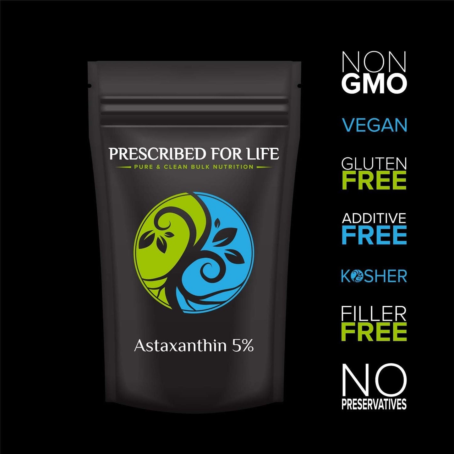 Prescribed For Life Astaxanthin Powder Supplement Made from Red Algae Natural 5% 3.99 Ounce