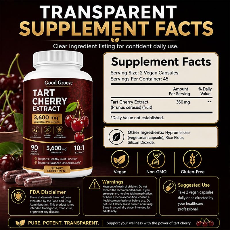 Skinclean Tart Cherry Extract 10:1 High Concentration Formula Capsule 90 Count