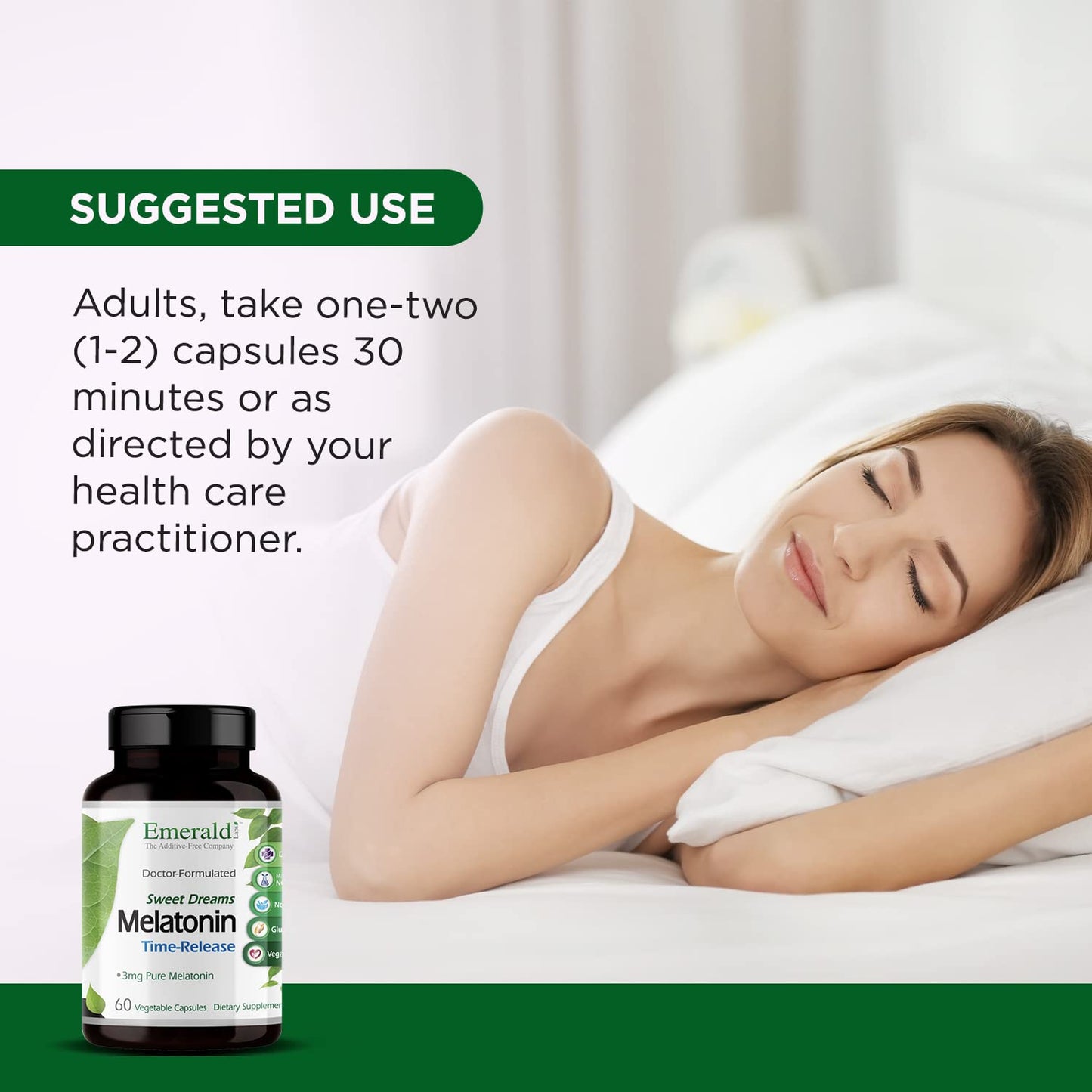 Emerald Labs Sweet Dreams Melatonin Time-Release Capsules 60 Count