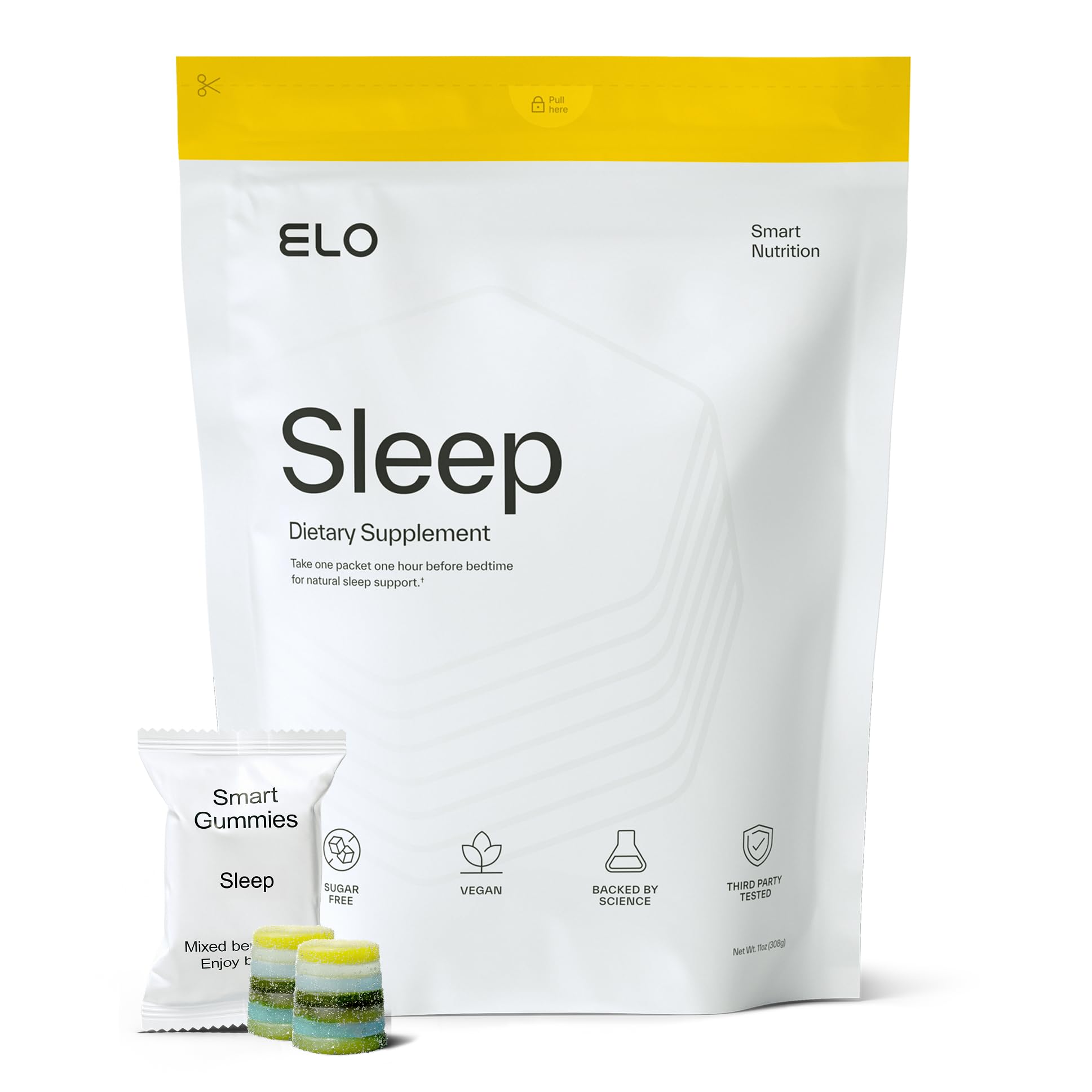 Elo Health Sleep Gummies for Deep Recovery & Restful Sleep, Magnesium, L-Theanine & Low-Dose Melatonin, Sugar-Free, Vegan, Non-GMO, 56 Gummies