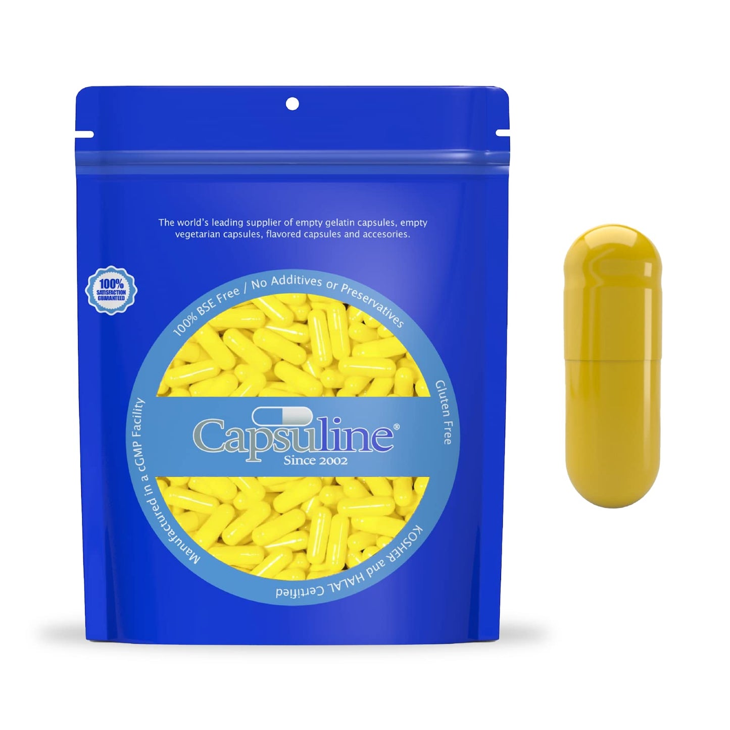 Capsuline Empty Gelatin Capsules Size 0 Yellow, 5000 Capsules
