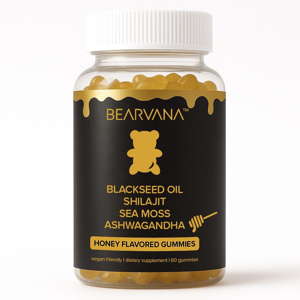BEARVANA Black Seed Oil Gummies with Shilajit, Sea Moss & Ashwagandha 60 Gummies