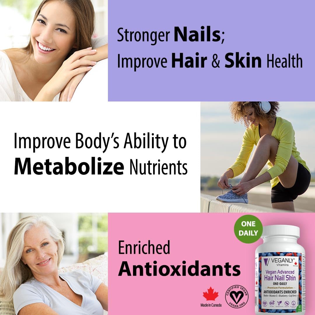 VEGANLY Vitamins Vegan Advanced Hair Nail Skin One-Daily 90 Capsules