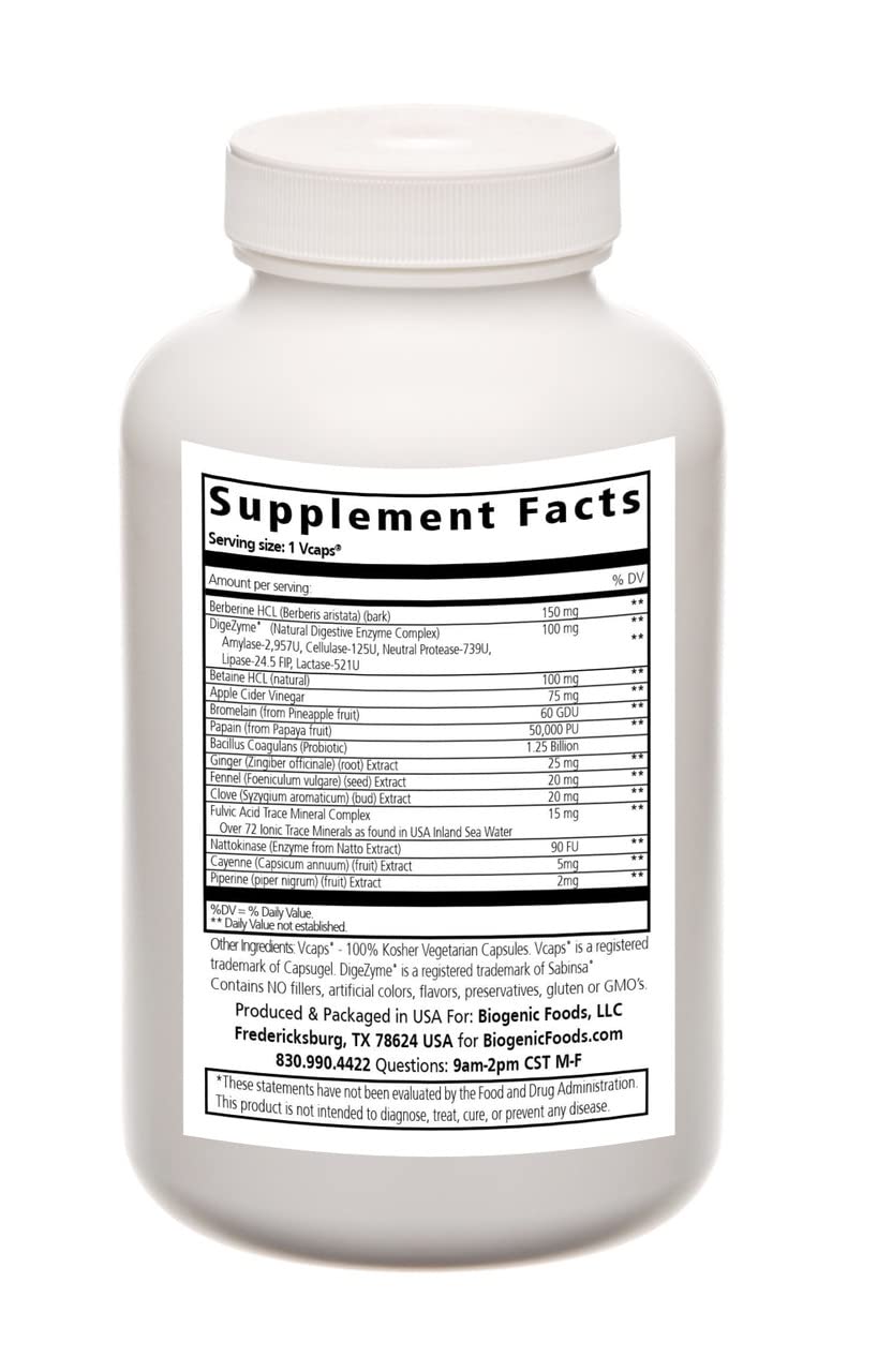 Biogenic Foods Digester Complex Capsule, 180 Capsules
