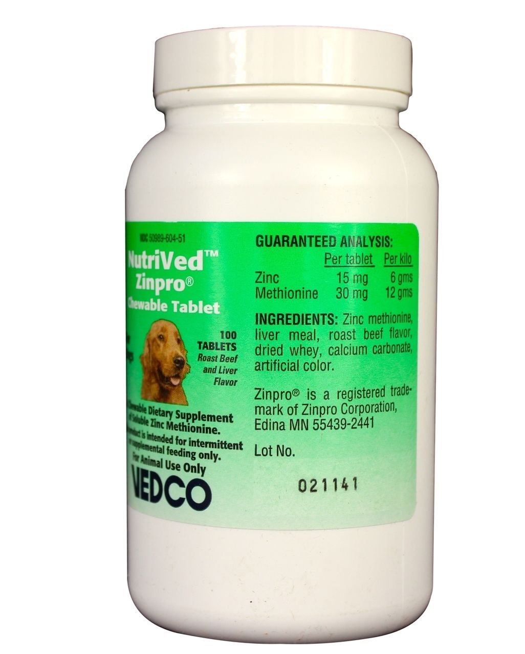 Dog for Dog NutriVed ZinPro Chewable Tablets for Dogs, 100 count