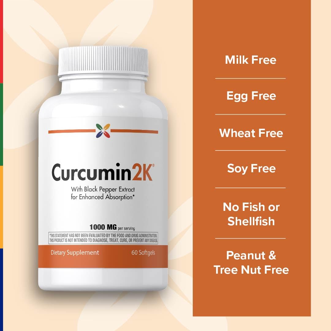 Stop Aging Now Curcumin2K Curcumin Supplement with Black Pepper 60 Softgels