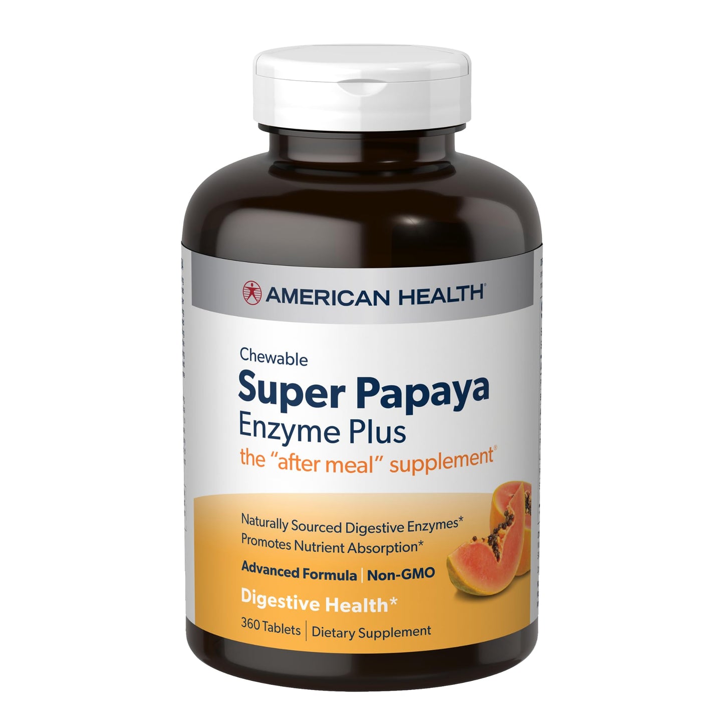 American Health Super Papaya Enzyme Plus Tablets, 360 Count, 4-Pack