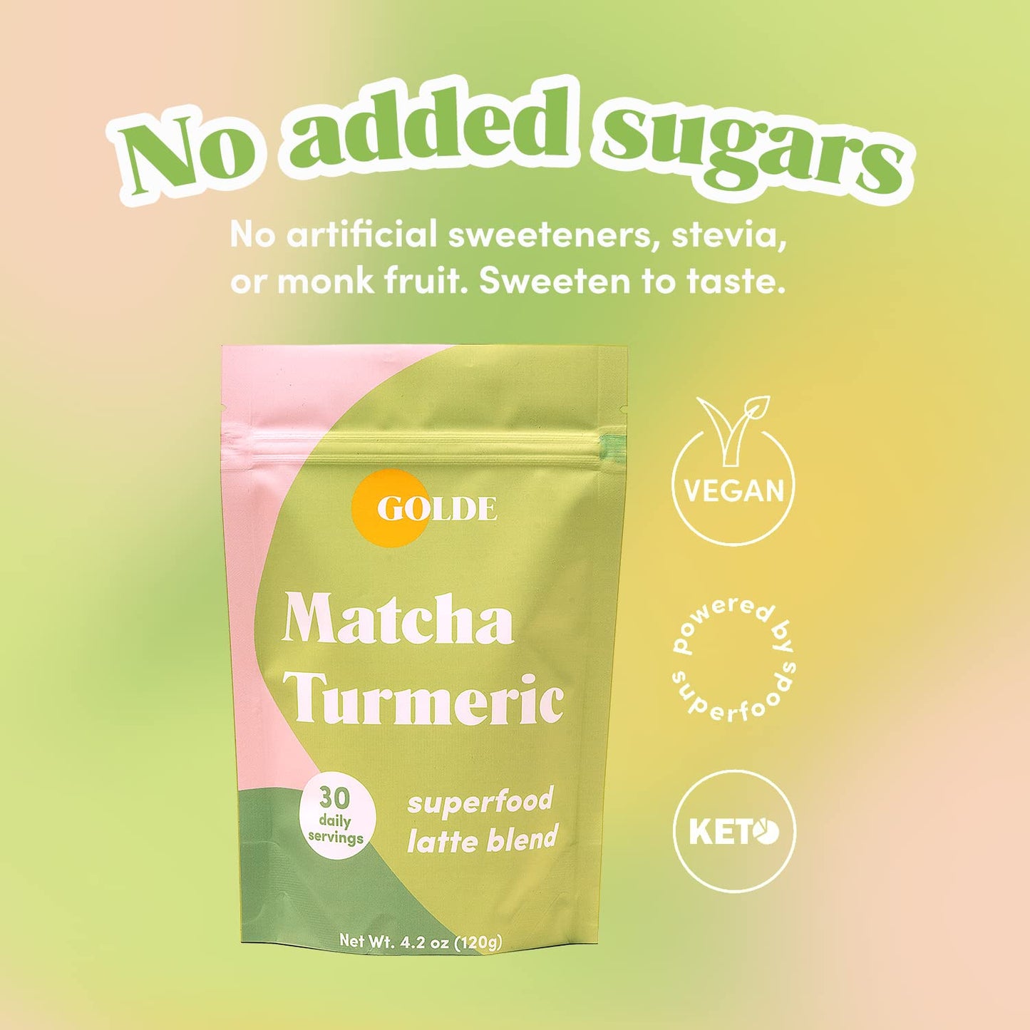GOLDE Superfood Latte Blend Matcha Turmeric Powder, 4.2 oz