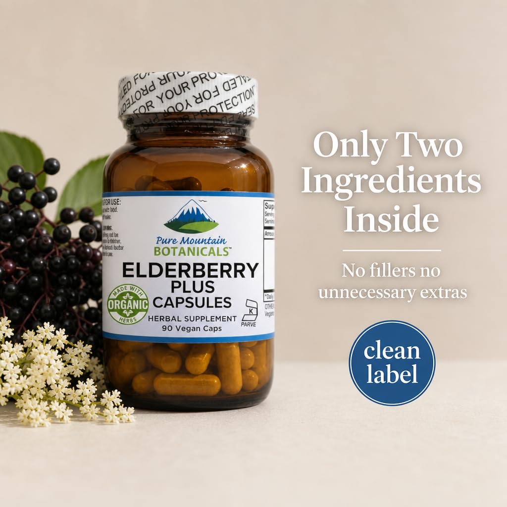 Pure Mountain Botanicals Elderberry Capsules, 90 Capsules