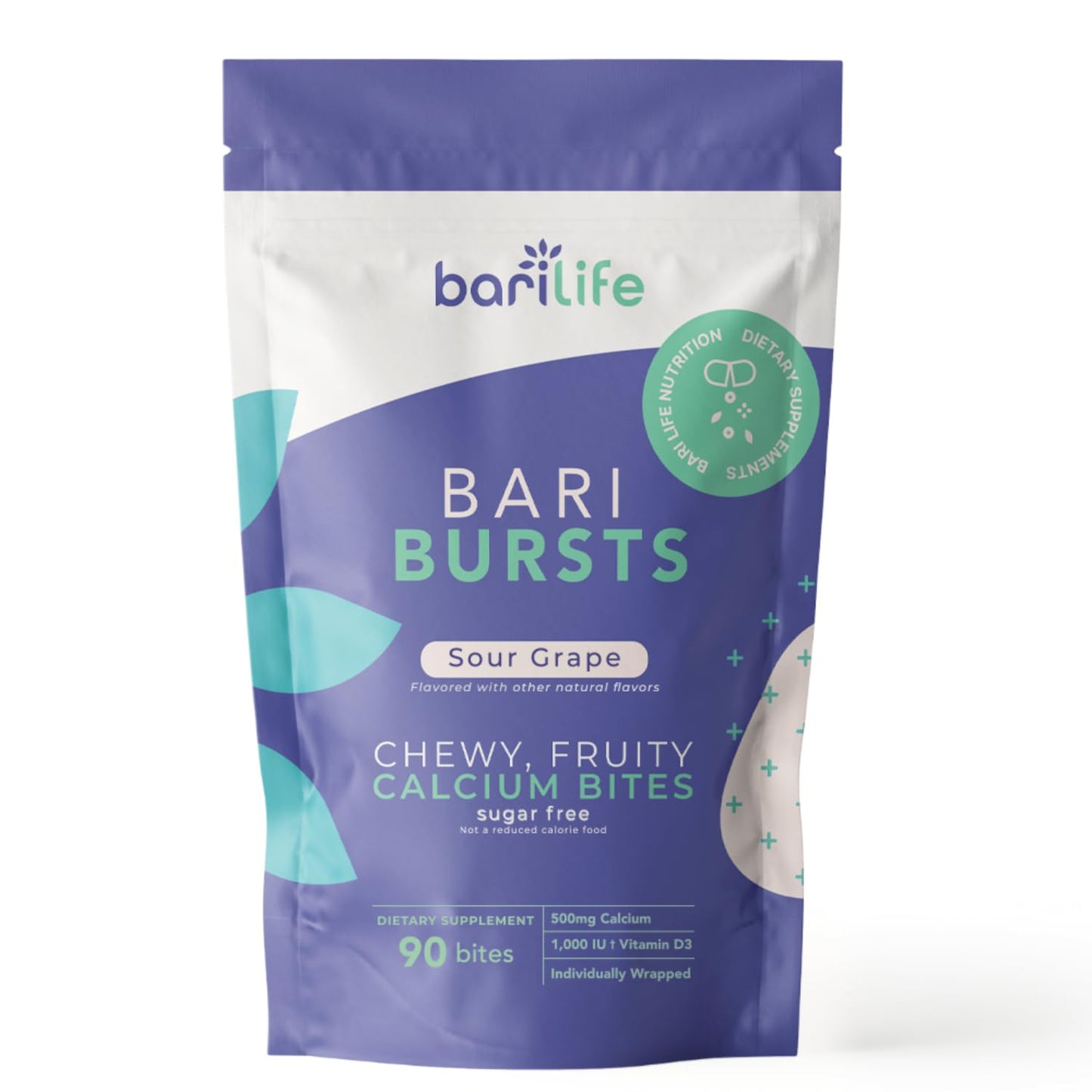 Bari Life Just One Once Daily Bariatric Multivitamin with Iron 30 Tablets and BariBurst Calcium Citrate Soft Chews Sour Grape