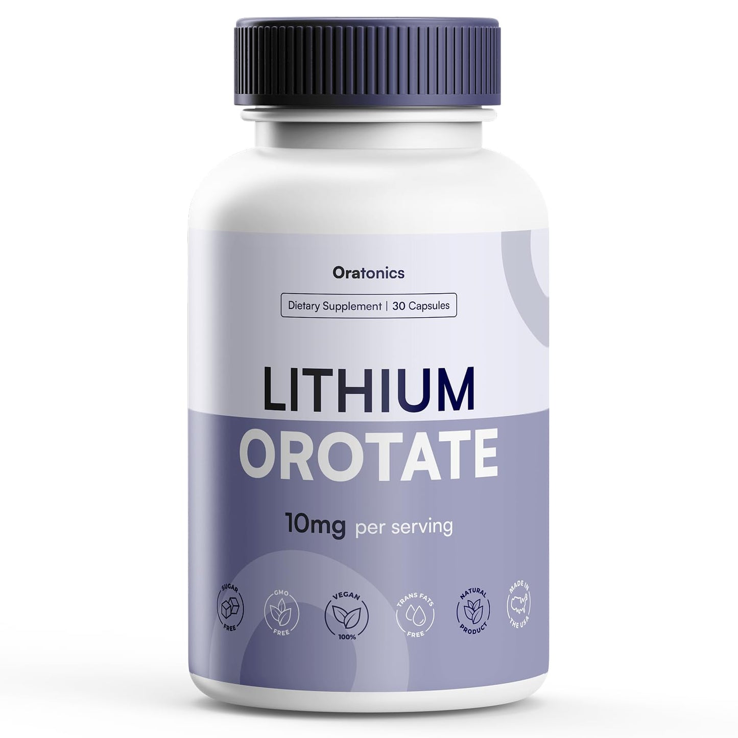 Oratonics Lithium Orotate 10mg Capsules, 30 Count