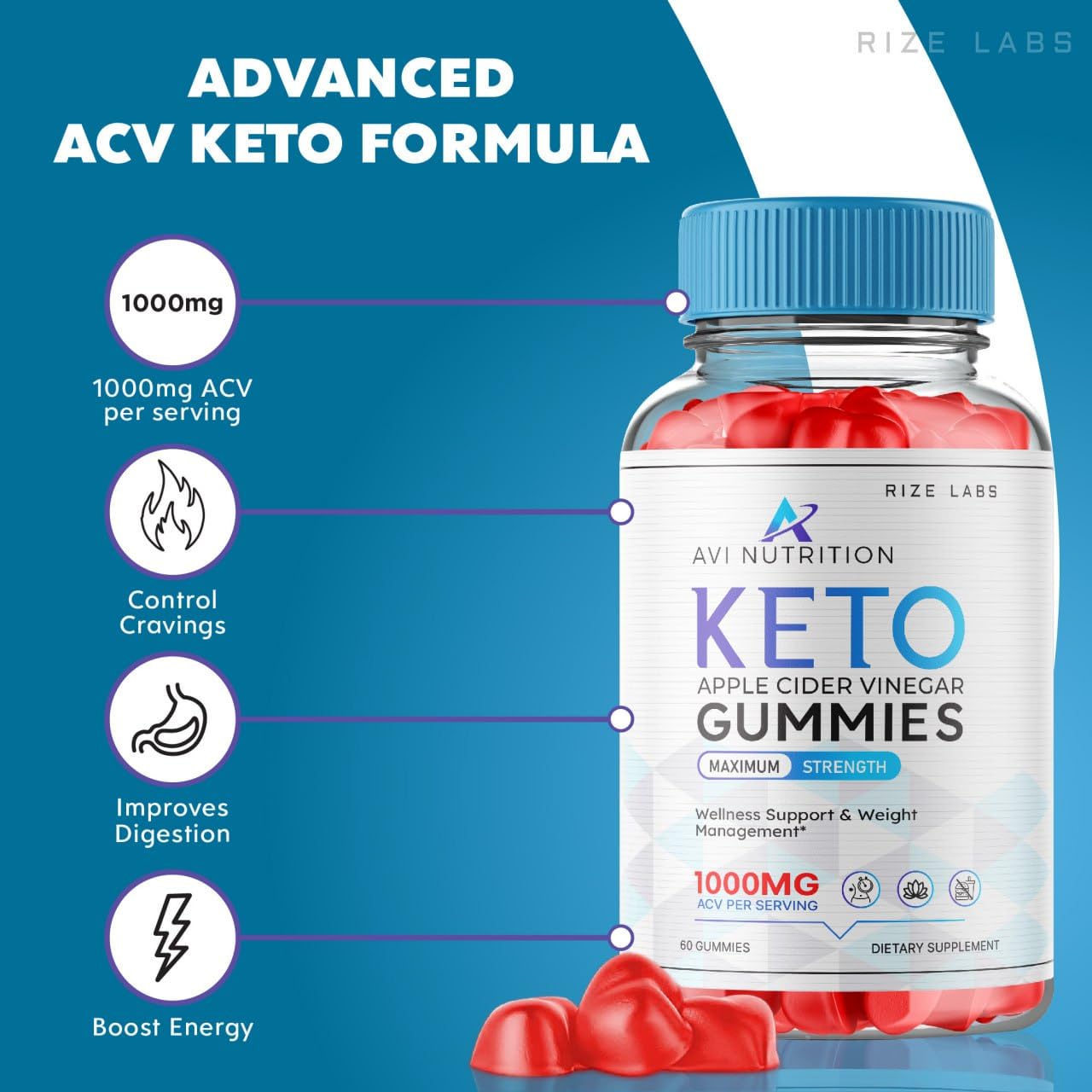Rize Labs Avi Nutrition Keto Gummies 120 Gummies