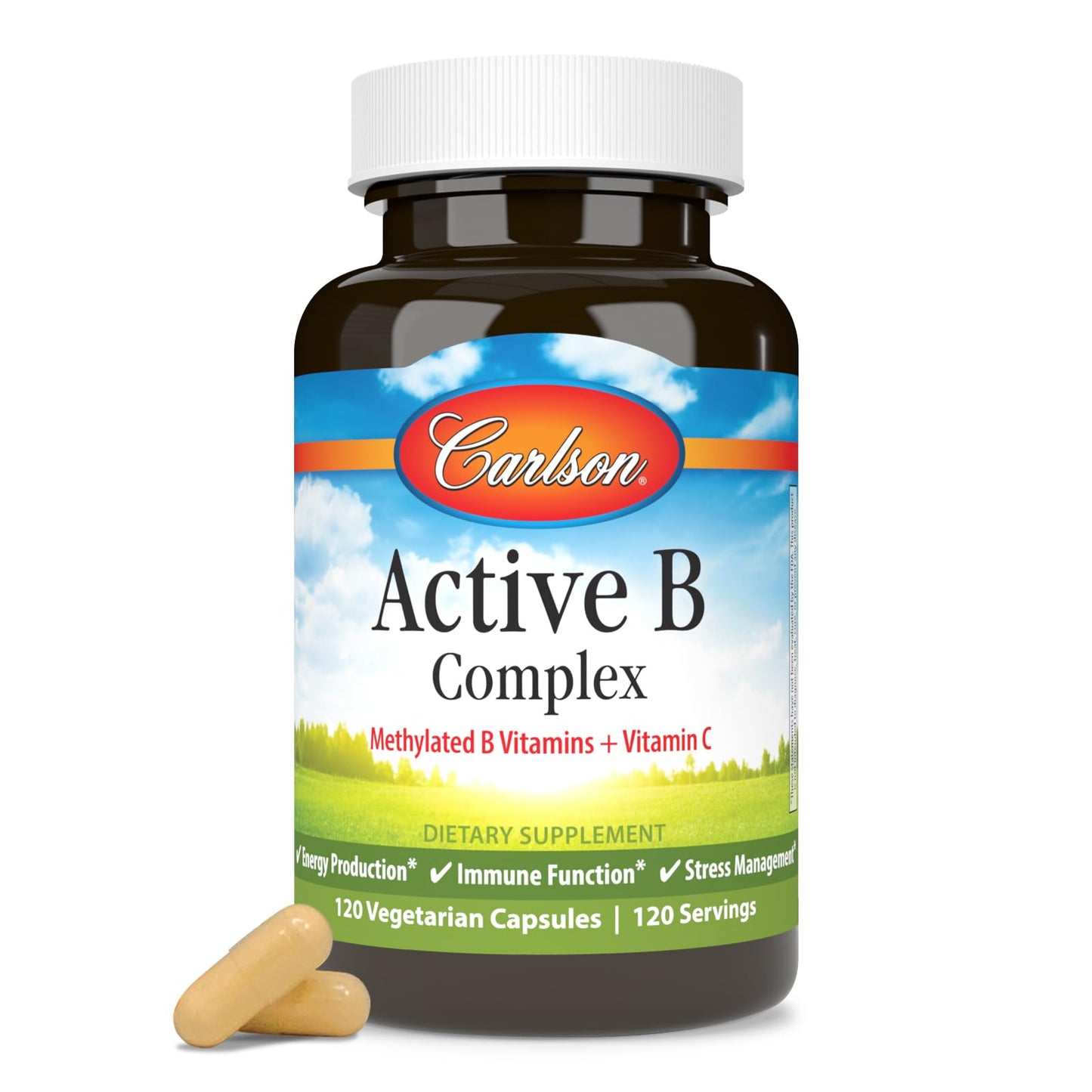 Carlson Active B Complex, Energy Production, Immune Function & Stress Management Softgels, 60