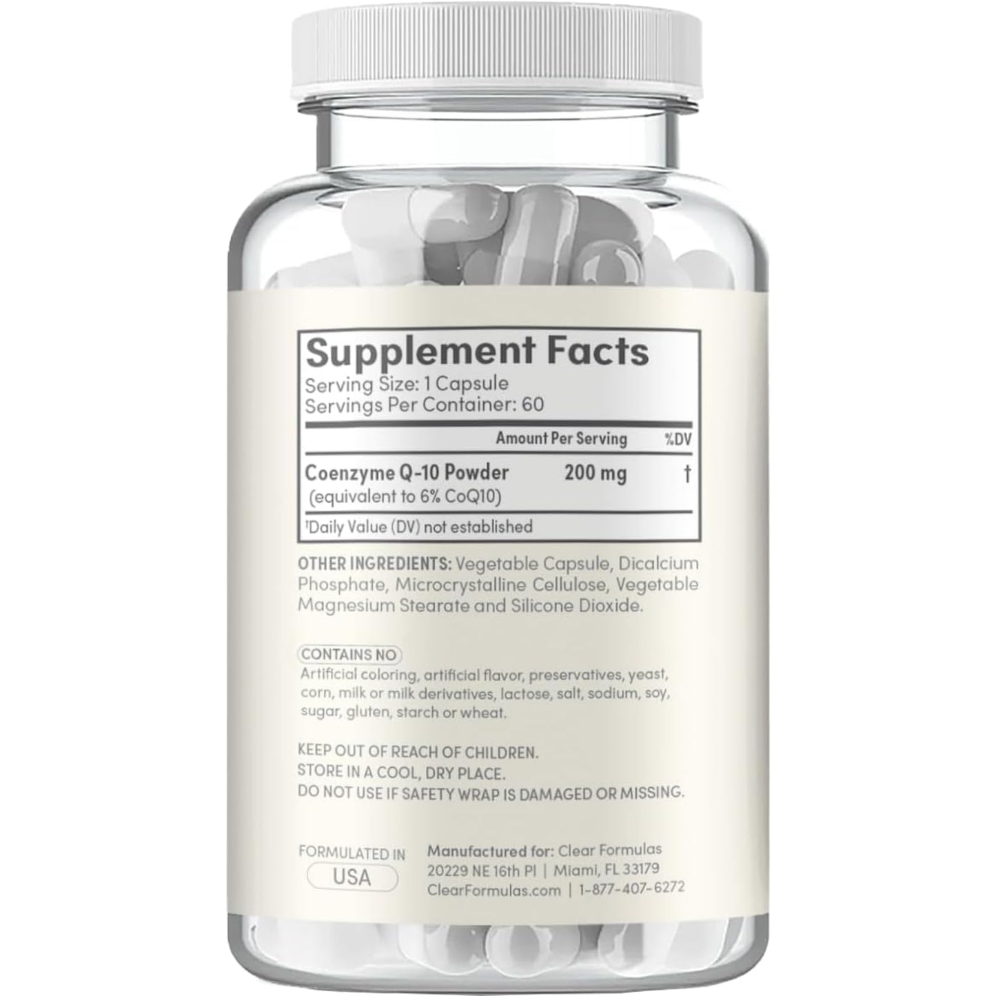 Clear Formulas CoQ10 200mg Quick Absorption Capsules 60 Count