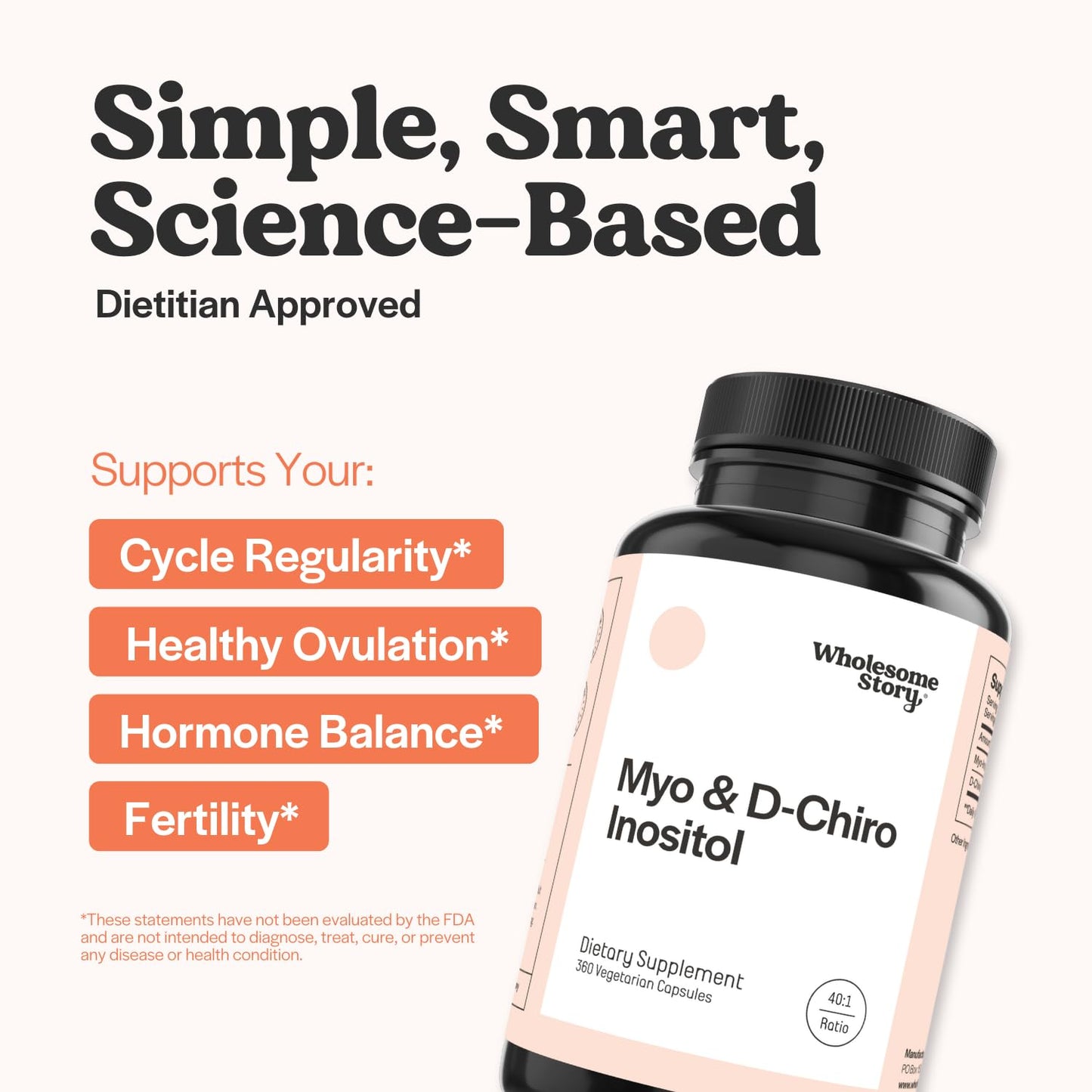 Wholesome Story Myo-Inositol & D-Chiro Inositol Supplement Capsule 360 Count