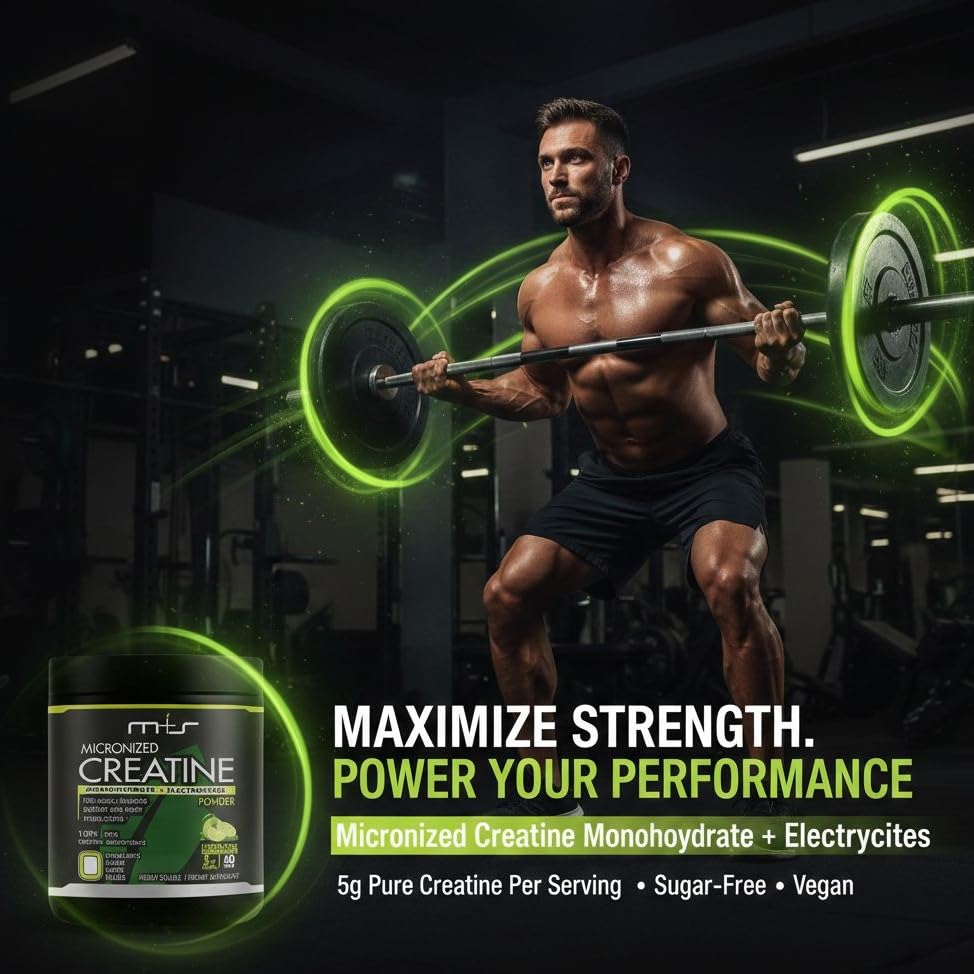 M+S Creatine Electrolytes, Micronized Monohydrate Powder Lemon Lime, 19.04 oz