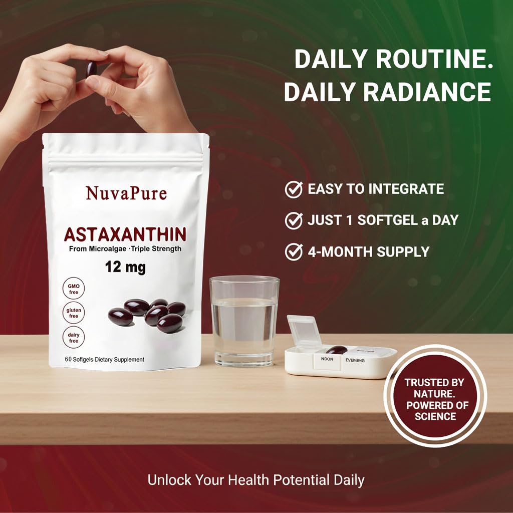 Snowpal Nuvapure Astaxanthin with MCT Oil - Pure 12mg Gummy, 1 Count