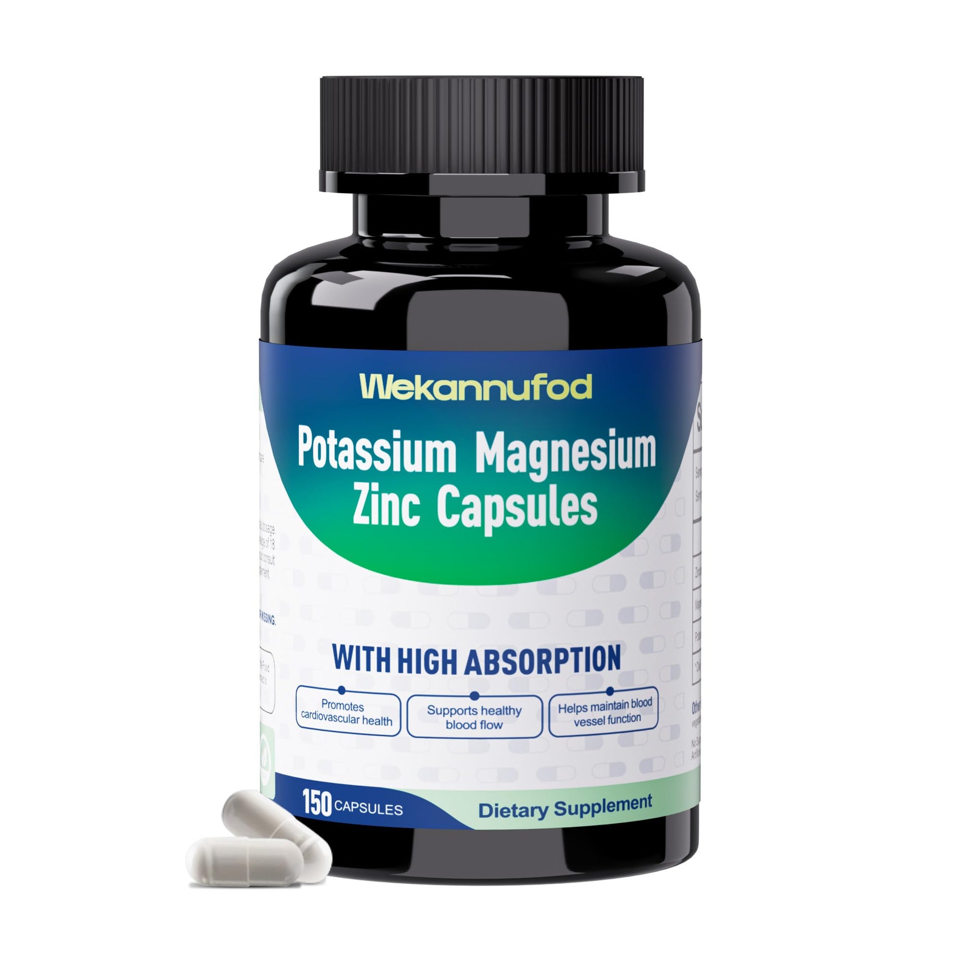 Wekannufod Potassium Magnesium Supplement 150 Capsules