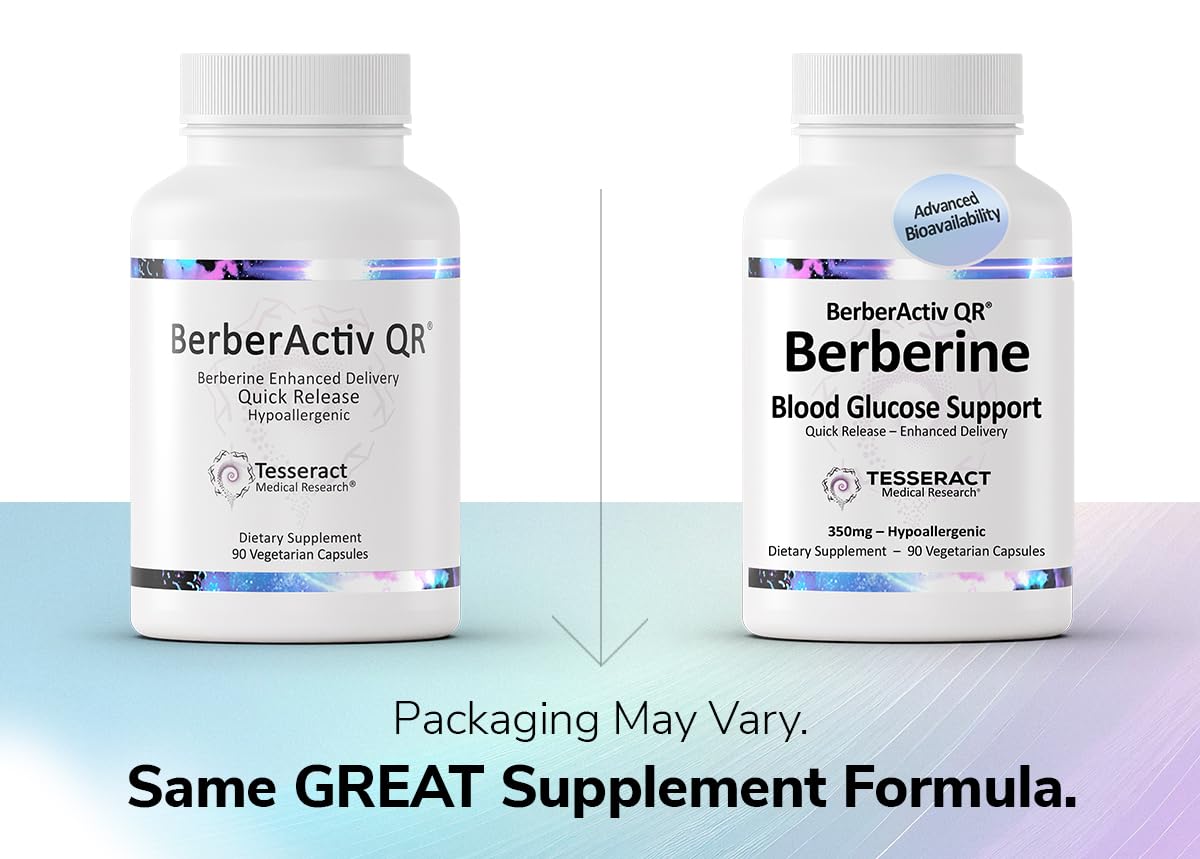 Tesseract Medical Research BerberActiv-QR Berberine Immune Support, 350mg per Capsule, 90 Vegetarian Capsules