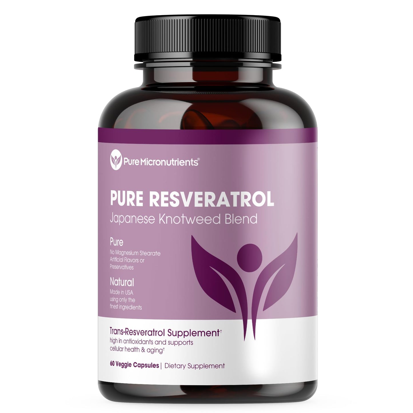 Pure Micronutrients Resveratrol 600mg Extra Strength Trans-Resveratrol Capsule, 60 Capsules